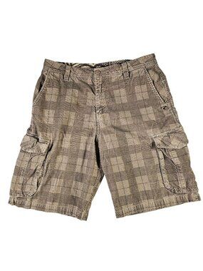 Rip Curl Vintage Corduroy Cargo Shorts Men's Size 34x10" Brown Cotton Plaid